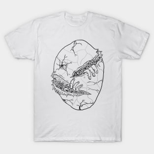 Egg Monster Horror Black Lineart T-Shirt